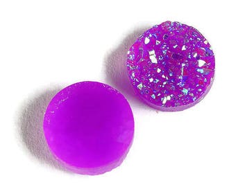 12mm Purple with blue white glitters cabochon - Faux druzy cabochon - Faux drusy cabochon - Textured cabochon (1909)