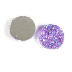 12mm Cabochons ronds de couleur mauve AB en résine (1796)