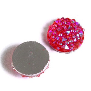 12mm Cabochons ronds de couleur rose foncé AB en résine (1676-)