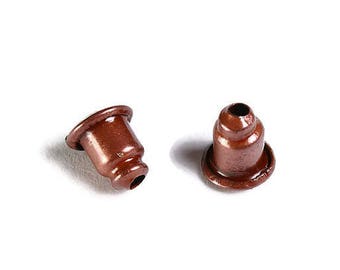 Antique copper bullet back stopper - earring stoppers - Metal Earring Backs - Earnut Clutch - 6mm x 5mm (1857)