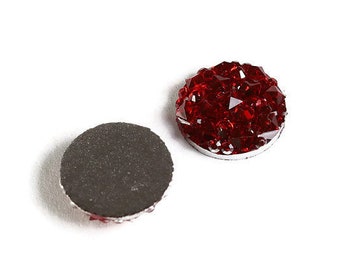 12mm Red round resin cabochon - Faux druzy cabochon - Faux drusy cabochon - Textured cabochons (2067)