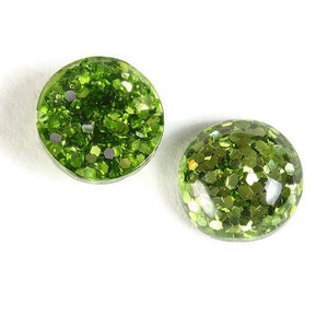 12mm Cabochons ronds de couleur vert en résine (1816)