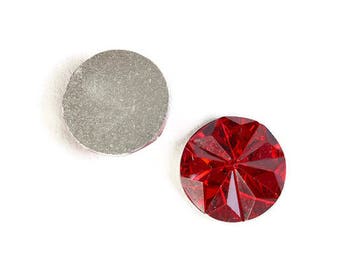 12mm Red faceted round resin cabochon - 12mm Acrylic rhinestone cabochon - Textured cabochons (1804)