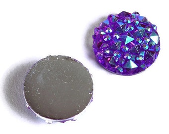 12mm Purple AB round resin cabochon - Faux druzy cabochon - Faux drusy cabochon - Textured cabochons (1677-)