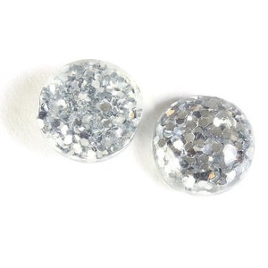 12mm Cabochons ronds de couleur argent en résine (1815)