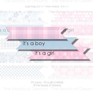 10 Cupcake Flag It&#39;s a boy It&#39;s a girl - Straw Flag - Printable digital collage sheet - Printable flag 2.5x1 Inch INSTANT DOWNLOAD (cs0066)