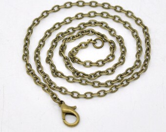 18" length - Antique brass necklace 18" - Cable Chain with Lobster Clasp - 18 inches (2398)
