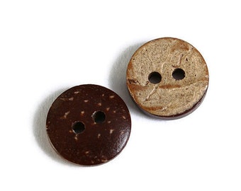10mm Coconut round button - Handmade brown Coconut button - Jewelry button - craft button - Fun buttons - 2 holes button (1765)