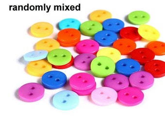 9mm Mixed color button - resin button - craft button - Round buttons - 2 holes (1604)