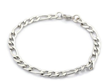 Stainless steel bracelet 8 1/4" - Figaro Chain Bracelet with Lobster Clasp - 8.25 inches (2183)