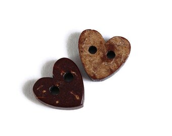 10mm Coconut heart button - brown Coconut button - Jewelry button - craft button - Fun buttons - Coconut buttons - 2 holes button (1764)