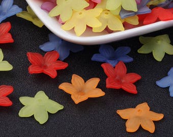 27mm mixed color large flower beads - 27mm Acrylic Bead - 27mm Flower Star beads - Daisy 5-Petal Frosted beads (1766)