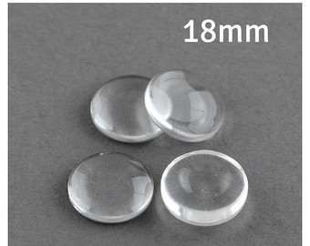 18mm clear cabochons - 18mm flat round cabochons - 18mm glass cabochon - 18mm half round cameo (2221)