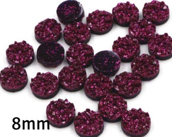 8mm purple pink round cabochon - Opaque cabochon - Faux druzy cabochon - Faux drusy cabochon - Textured cabochons - chunky Cabochon (2341)