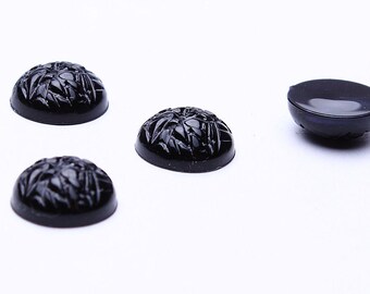 11mm black baroque cabochons - 11mm opaque cabochons - 11mm textured cabochons (521)