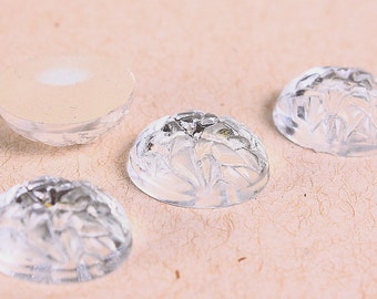 15mm textured cabochon - Clear Baroque Jewels with Silver color Foil (157)