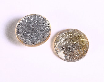 12mm Yellow glitter cabochon - Gold sparkly cabochons - Galaxy glitter cabochon - 12mm Kawaii cabochon (1548)