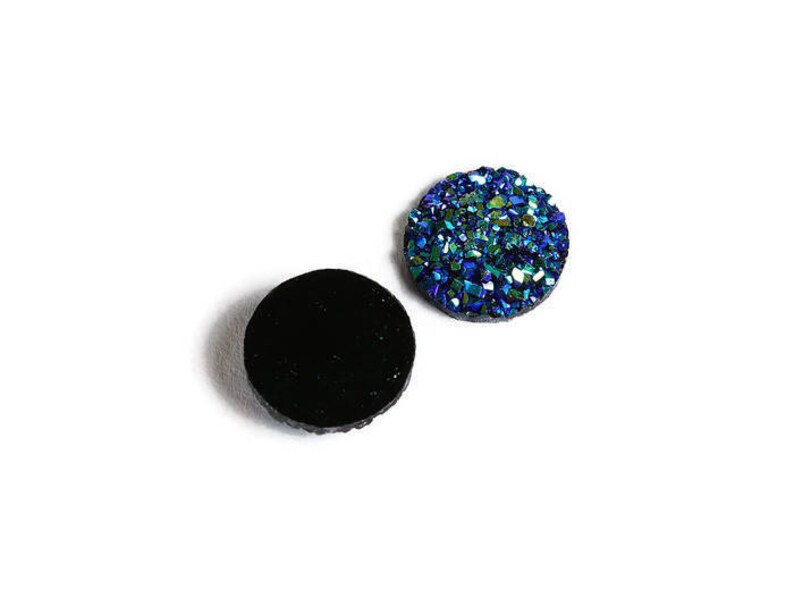 12mm Blue green yellow round resin cabochon Faux druzy cabochon Faux drusy cabochon Textured cabochon 1859 image 1