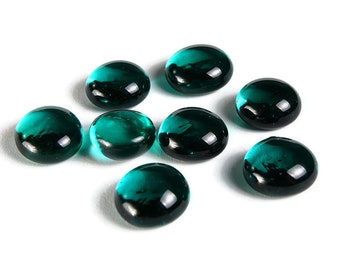 Green handmade glass cabochons - Glass pebble - Green flat cabochons -  transparent cabochons - shades of green - 12mm to 16mm (2333)