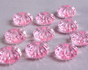 Pastel pink melon beads - Pink oval beads - Pink rondelle bead - 14mm x 9mm (736)