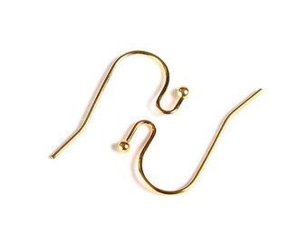 Gold earring - Gold tone hook earwire - Hook with Ball earwire - Lead free - cadmium free (1779)