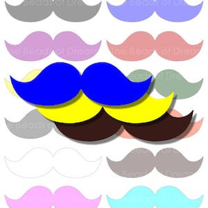 12 large mixed color Mustaches - mustaches tag - Printable digital collage sheet - mustaches party - pdf jpeg png INSTANT DOWNLOAD (cs0082)