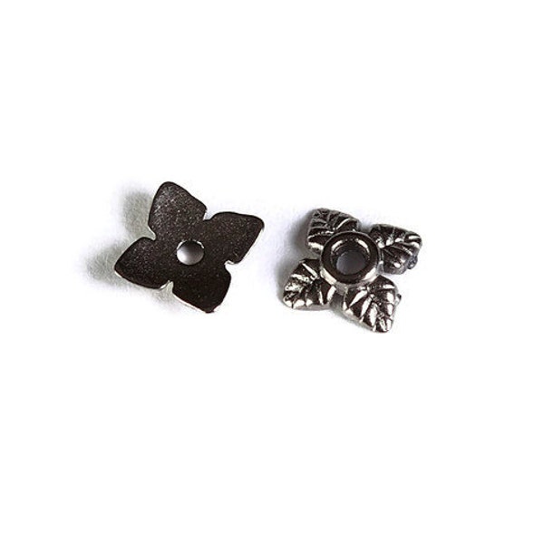 6mm Petites coquilles noir en forme de feuille (1591)