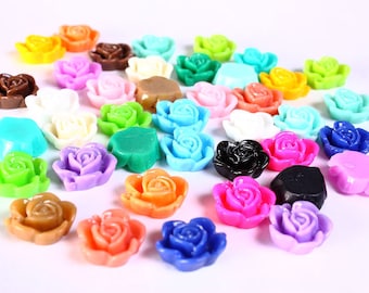 15mm flower cabochons - 15mm rose cabochons - 15mm rosebud cabochon - mixed color cabochon (699)