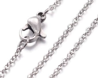 Stainless steel necklace 18" - Fine chain 2mm x 1mm - Cross Chains with Lobster Clasps - 18 inches - Lead free - cadmium free (2027)