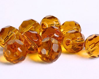 10mm Topaz brown firepolish faceted beads - 10mm round glass bead - Faceted beads - Rich color beads (240)