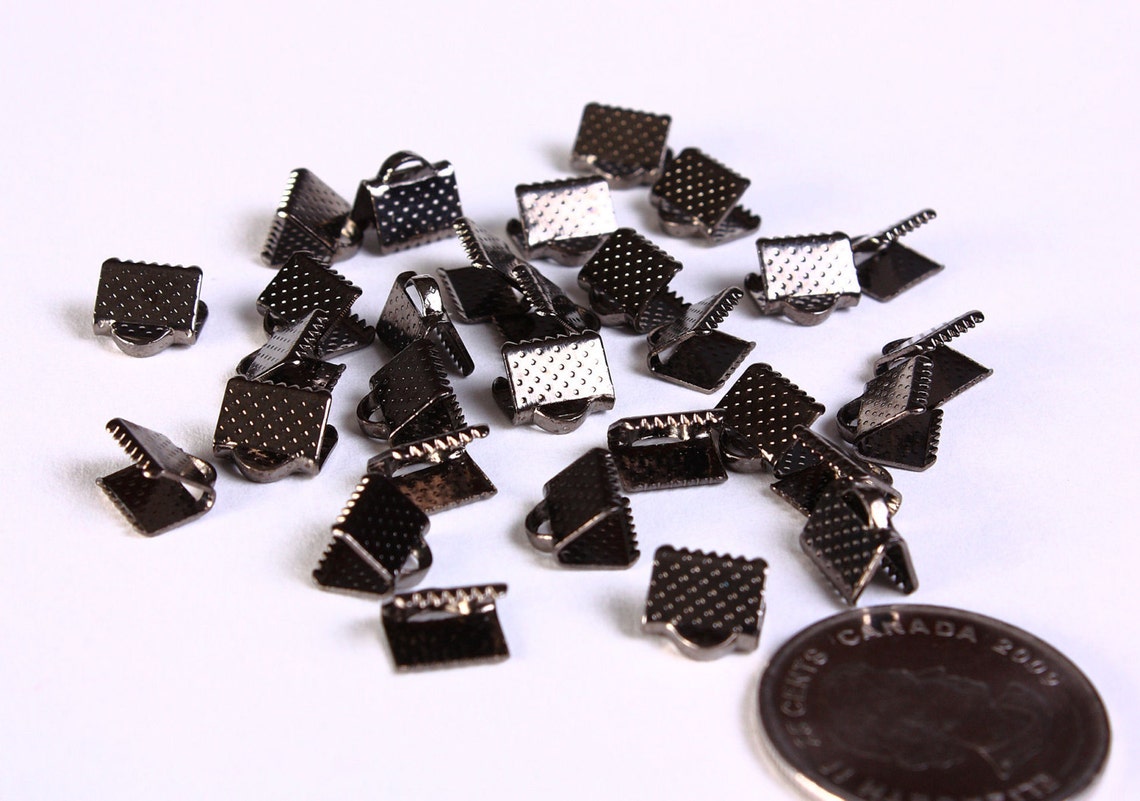 8mm Gunmetal Ribbon Ends Clamps Crimp Ribbon End Clasps Etsy