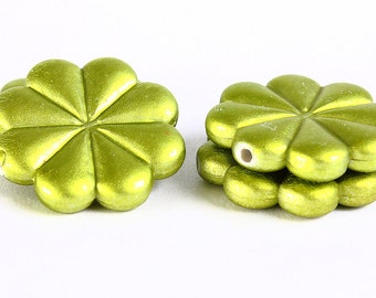 23mm Green rubber flower beads - rubberized coating pendant (366)