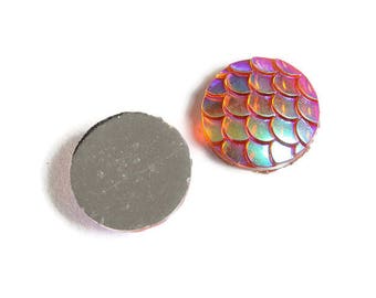 12mm Orange AB cabochon - Mermaid cabochon - Fish scale cab - Dragon scale cabochon - Snake Skin cabochons (1882)