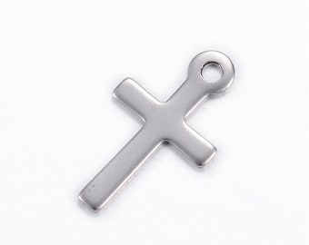 Stainless Steel cross charms - stainless steel charms - Stainless steel crosses charms - 17mm x 10mm (2050)