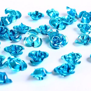 12mm bleu cabochon en aluminium forme de rose fleur - Lead free (686)