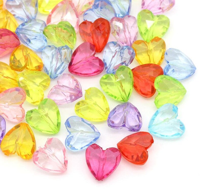 12mm mixed color heart beads 12mm faceted heart beads 12mm Etsy