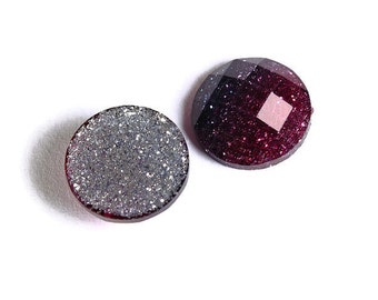 12mm Purple blue glitter cabochon - 12mm sparkly cabochons - Galaxy glitter cabochon - 12mm Kawaii cabochon - faceted cabochon (1538)