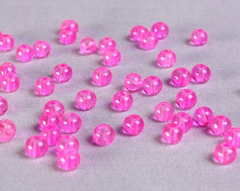 4mm Pink bead - 4mm hot pink round beads - 4mm glass bead (743---)