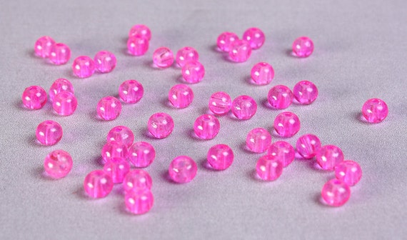 Crackle Glass Hot Pink 4mm x 200 Beads