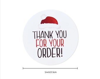 Christmas Thank you for your order stickers - Thank you Santa Claus labels - 1" round labels - Message label (2460)
