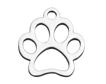 Stainless Steel animal Claw charms - stainless steel Foot Print charms - Stainless steel Paw Print pendant - 13mm x 12mm (2053)