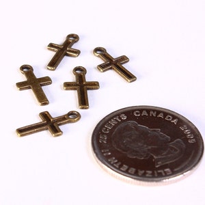 Petite cross charm Cross pendant antique brass cross charm Antique brass cross pendant 15mm x 8mm Nickel free Lead Free 1399 image 2