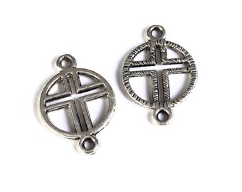 21mm x 14mm cross connectors antique silver color - Metal cross connectors - Metal cross links (1546)