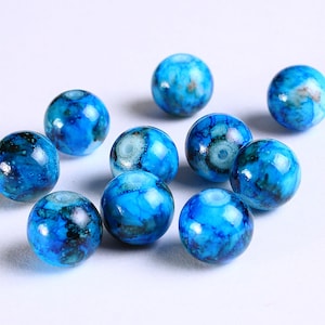 10mm mixed color glass beads 10mm Blue round glass bead 10mm opaque beads 1115 image 1