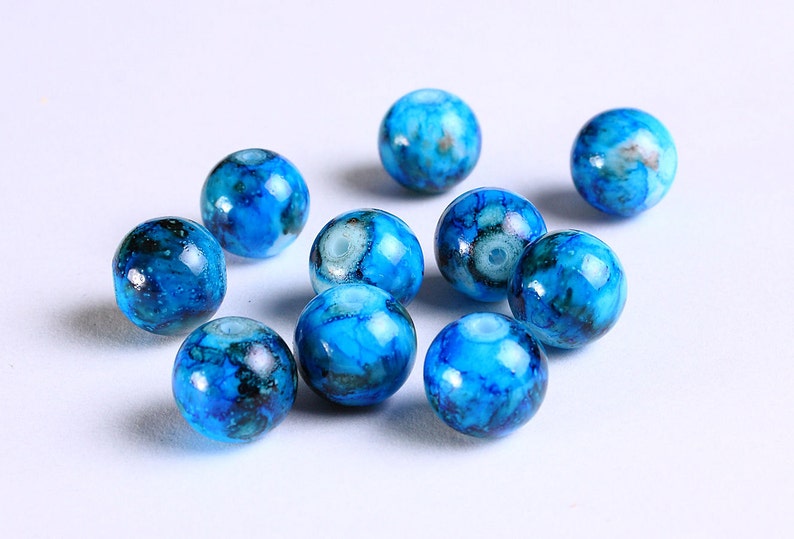 10mm mixed color glass beads 10mm Blue round glass bead 10mm opaque beads 1115 image 1