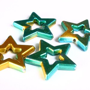 Green and gold large star beads 39mm Christmas decoration Tree decor 1375 image 1