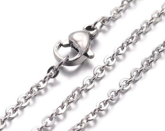 Stainless steel necklace 18" - Fine chain 2.5mm x 2mm - Cross Chains with Lobster Clasps - 18 inches (2159)