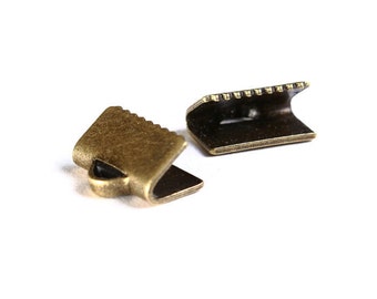 Ribbon end antique brass - antique bronze ribbon end - 10mm x 7mm - Nickel free - lead free - cadmium free (1064)