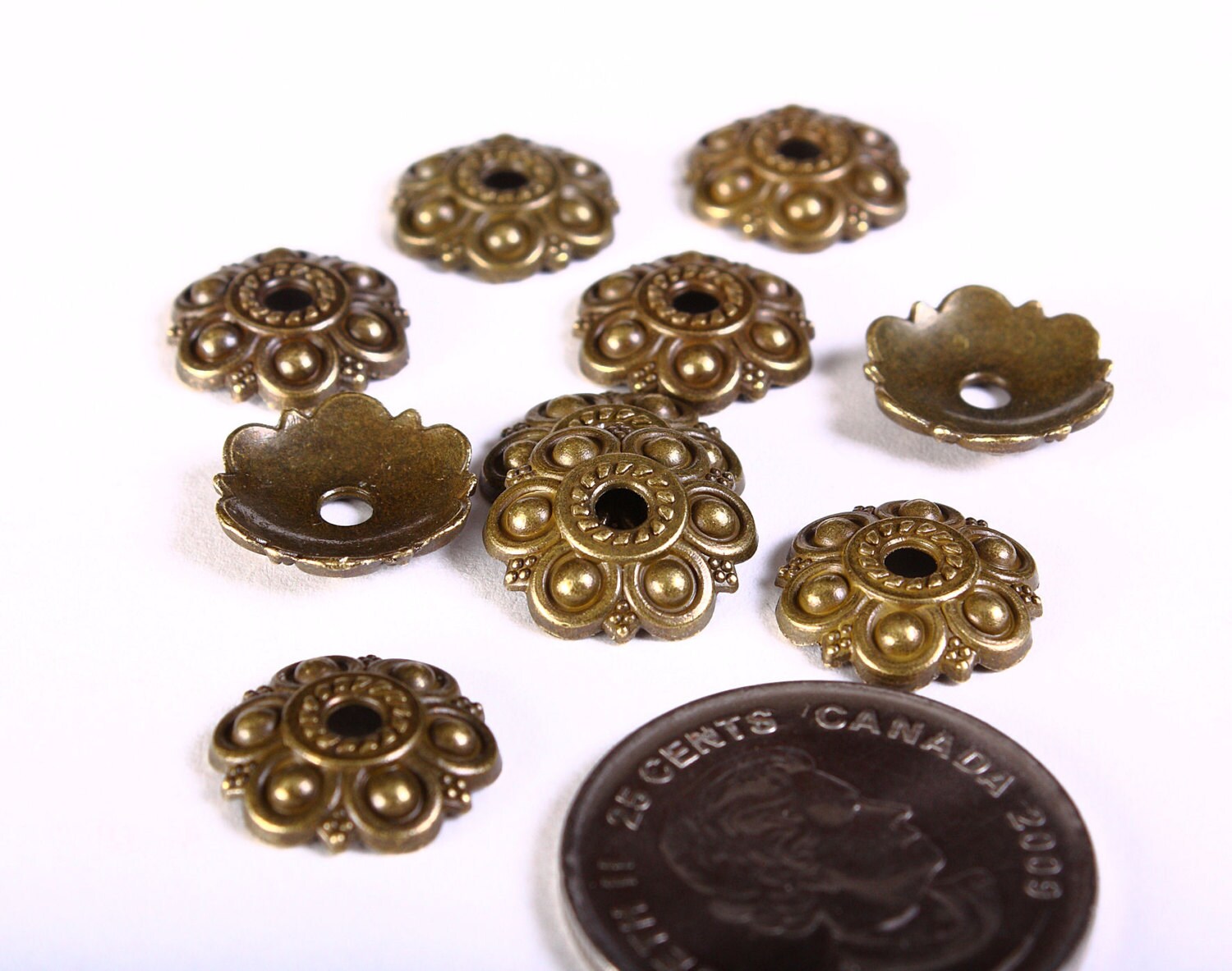 13mm Antique Brass Flower Bead Caps 13mm Flower Beadcaps Etsy