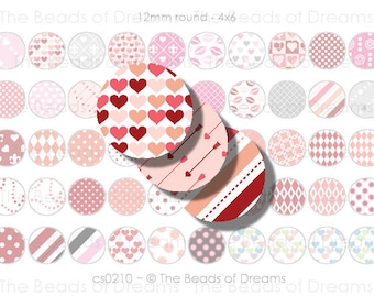 12mm circle round romantic pink red - 4x6 - Round earring and pendant Images - Circles printable - pdf png jpeg INSTANT DOWNLOAD - cs0210